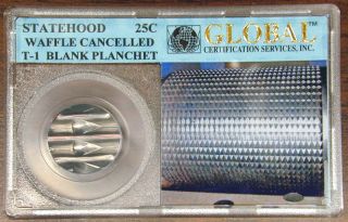 25c Quarter Blank Planchet Canceled Error Coin In A Global Holder photo