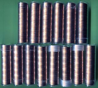 14 Uncirculated Rolls Of Lincoln Cents Including 68ps,  69pds,  70pds,  & 71 Pds photo