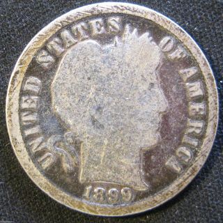 1899 - P Barber Dime - Solid Major Details Polished In The Past 2 photo