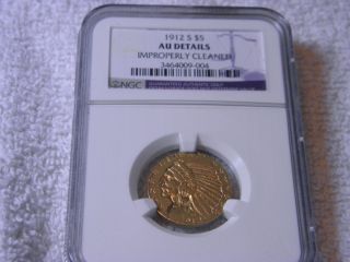 1912 S $5 Indian Head Gold Half Eagle Ngc Au photo