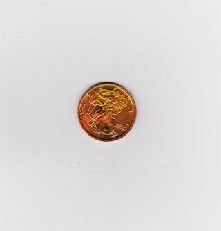 2011 Gold Toned Walking Liberty Rare 1 Ounce Copper Bullion Round photo