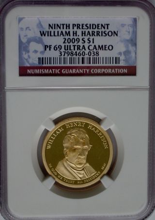 Ngc 2009 S Proof William H Harrison 9th Presidential Dollar Us Pf69 Toned Face photo
