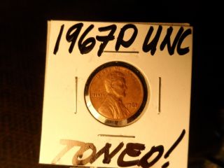 1967p Unc.  And Toned Lincoln Penny photo