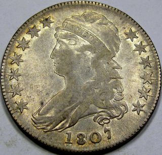 1807 O - 112 50/20 Capped Bust Half Dollar Choice Abt.  Ef. . .  Very Flashy,  Tone photo