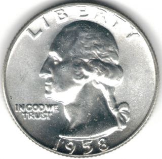 Tmm 1958 - D Silver Coin Washington Quarter Ch Unc photo