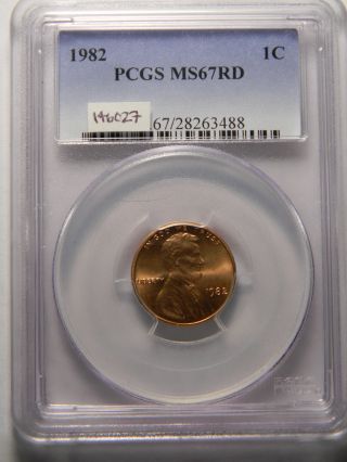 1982 Zinc Large Date Lincoln Cent,  Pcgs Ms67 Red, photo