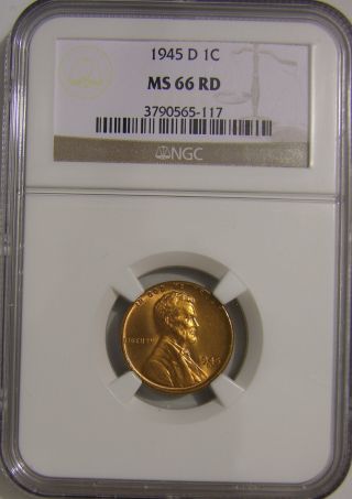 1945 D Lincoln Wheat Penny,  Ngc Ms66 Red,  Ah 126 photo