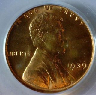 1939,  Pcgs Ms - 66 Red,  Lincoln Wheat Cent photo