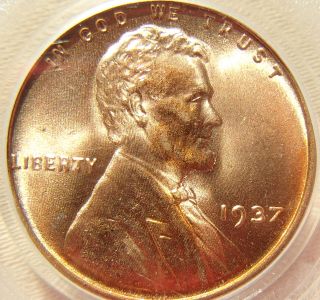 1937 - Lincoln Cent Pcgs Ms65rd - photo