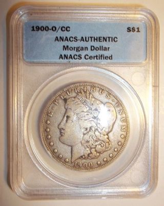 1900 - O/cc Morgan Silver Dollar - Anacs Authentic - Looking Coin photo