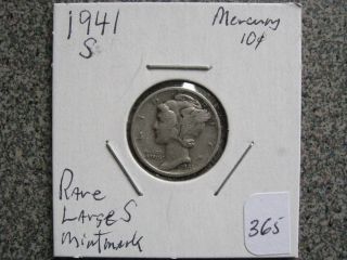 1941 S Mercury Silver Dime Large S Silver Coin See Photos B144dnd photo