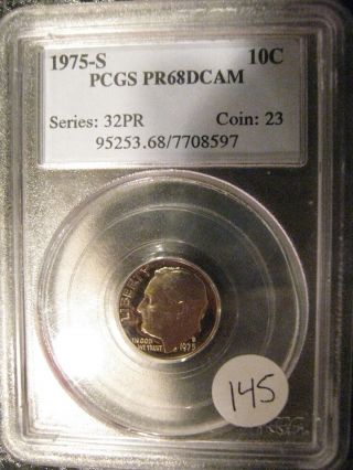 1975 S Roosevelt Dime Pcgs Pr68cam Graded Coin See Photos I153dnd photo