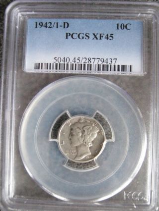1942/1 D Mercury Silver Dime Pcgs Xf45 Silver Coin See Photos B144dnd photo