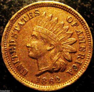 1862 Indian Head Cent 4 (1 Partl) Diamonds Great Color photo