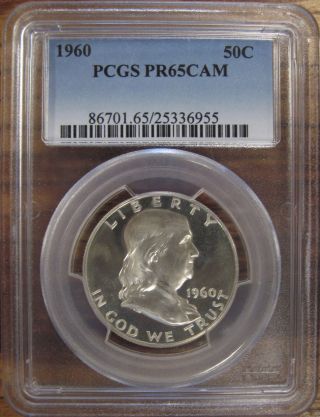 1960 U.  S.  Silver Franklin Half Dollar Pcgs Graded Pr65 Cam Cameo Proof photo