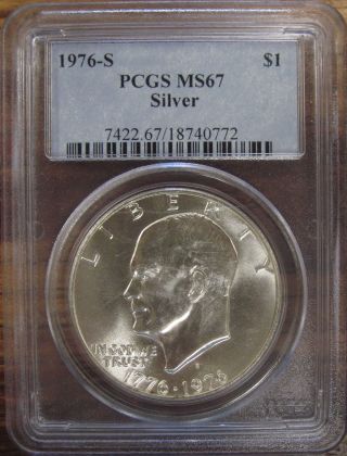 1976 - S U.  S.  Silver Eisenhower Dollar Pcgs Graded Ms67 White Coin photo