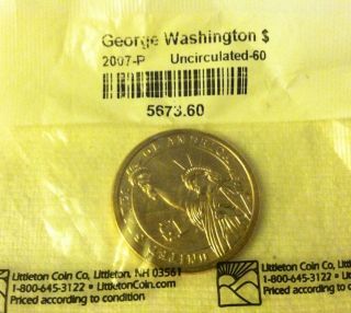 2007 George Washington $1 Dollar Presidential Coin P Uncirculated (no Res) photo