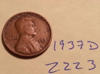 1937 D Lincoln Cent Fine Detail Great Coin (2223) Wheat Back Penny photo