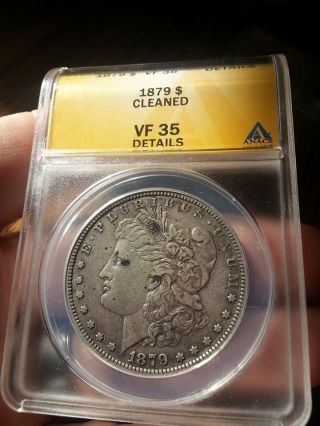 1879 Morgan Anacs Graded Vf35 Details Cleaned photo