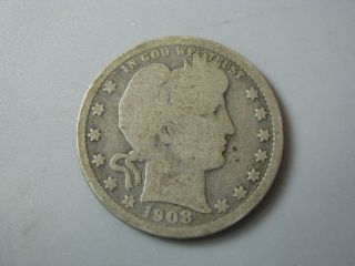 1908 - O Barber Head Quarter United States Coin G photo
