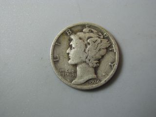1936 Mercury Dime United States Coin Vg photo