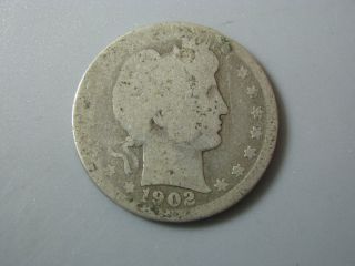 1902 Barber Head Quarter United States Coin Ag photo