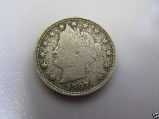 1907 Liberty Nickel U.  S.  Coin Vg - F photo