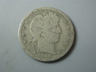 1908 - D Barber Head Quarter United States Coin G - Ag photo