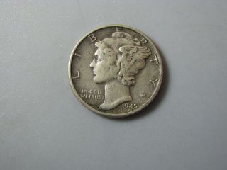 1945 Mercury Dime United States Coin Vg photo