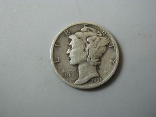 1935 Mercury Dime United States Coin Vg photo