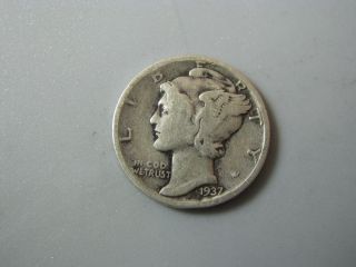 1937 Mercury Dime United States Coin G photo