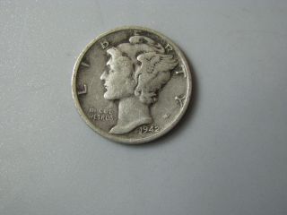 1942 Mercury Dime United States Coin Vg photo