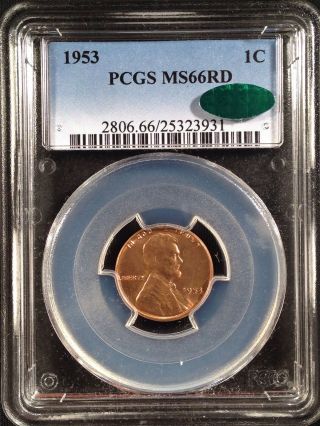 1953 Lincoln Wheat One Cent Pcgs Ms66rd Cac   25323931 photo
