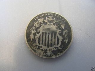 1869 Shield Nickel U.  S.  Coin Vf - F photo