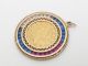 14k Gold Coin Charm Pendant Five 1899 - S $5 Dollar Sapphire Red White Blue Gold photo 1