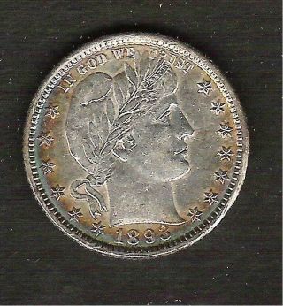 1893 - O__liberty Head Barber Quarter__very Rare Bu Coin photo