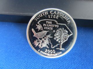 2000 - S Silver Quarter South Carolina Deep Cameo Mirror Proof Upper Grading Range photo