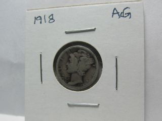 1918 90% Silver Mercury Dime photo