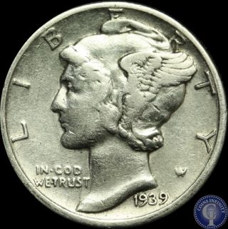 1939 P Silver Mercury Dime Detail C32 photo
