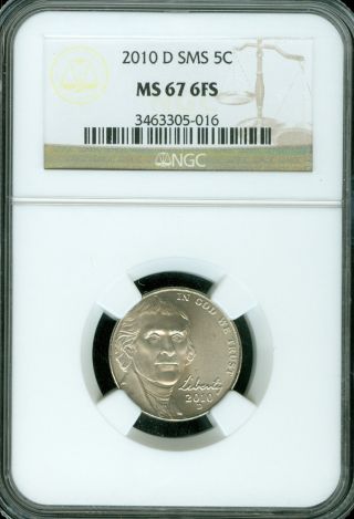2010 - D Jefferson Nickel Ngc Ms67 Fs Sms Finest Registry photo