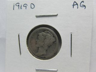 1919 D 90% Silver Mercury Dime photo