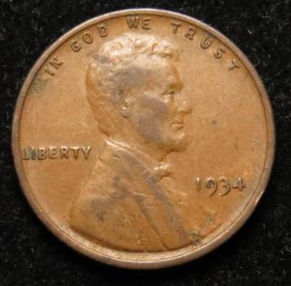 1934 Lincoln Wheat Cent Penny Very Fine (b03) photo