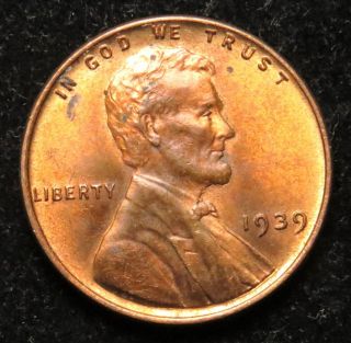 1939 Lincoln Wheat Cent Penny Almost Uncirculated (b03) photo