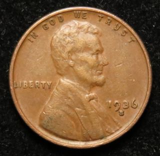 1936 S Lincoln Wheat Cent Penny Very Fine (b02) photo