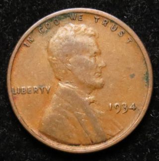 1934 Lincoln Wheat Cent Penny Very Fine (b02) photo