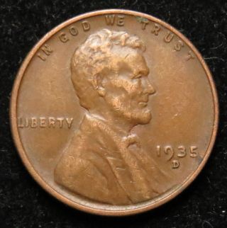 1935 D Lincoln Wheat Cent Penny Very Fine (b02) photo