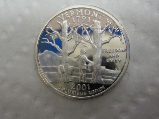 2001 S Vermont State Quarter - Gem Proof Deep Cameo - 90% Silver photo