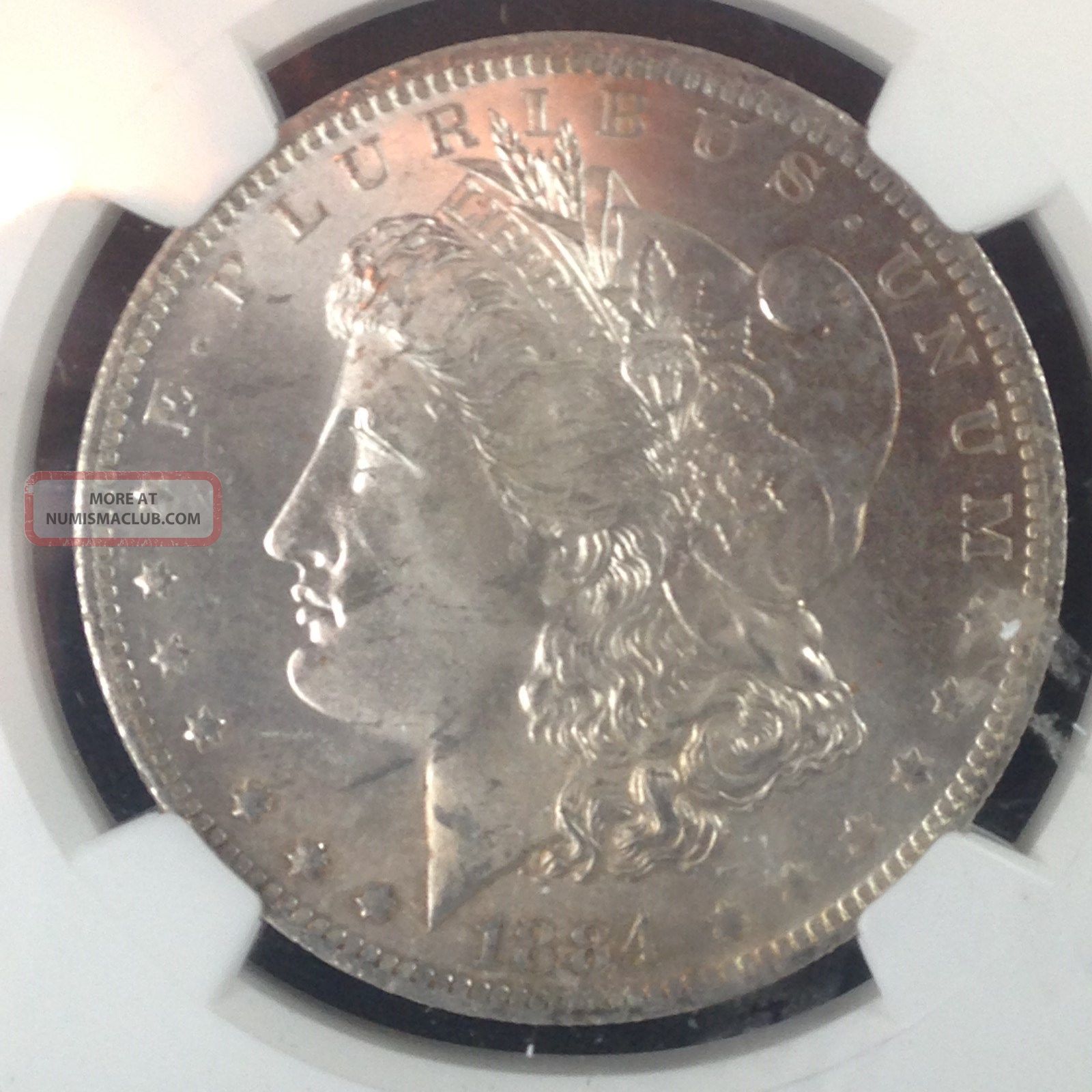 1884 - O Morgan Silver Dollar Toned Graded Ms - 63 By Ngc