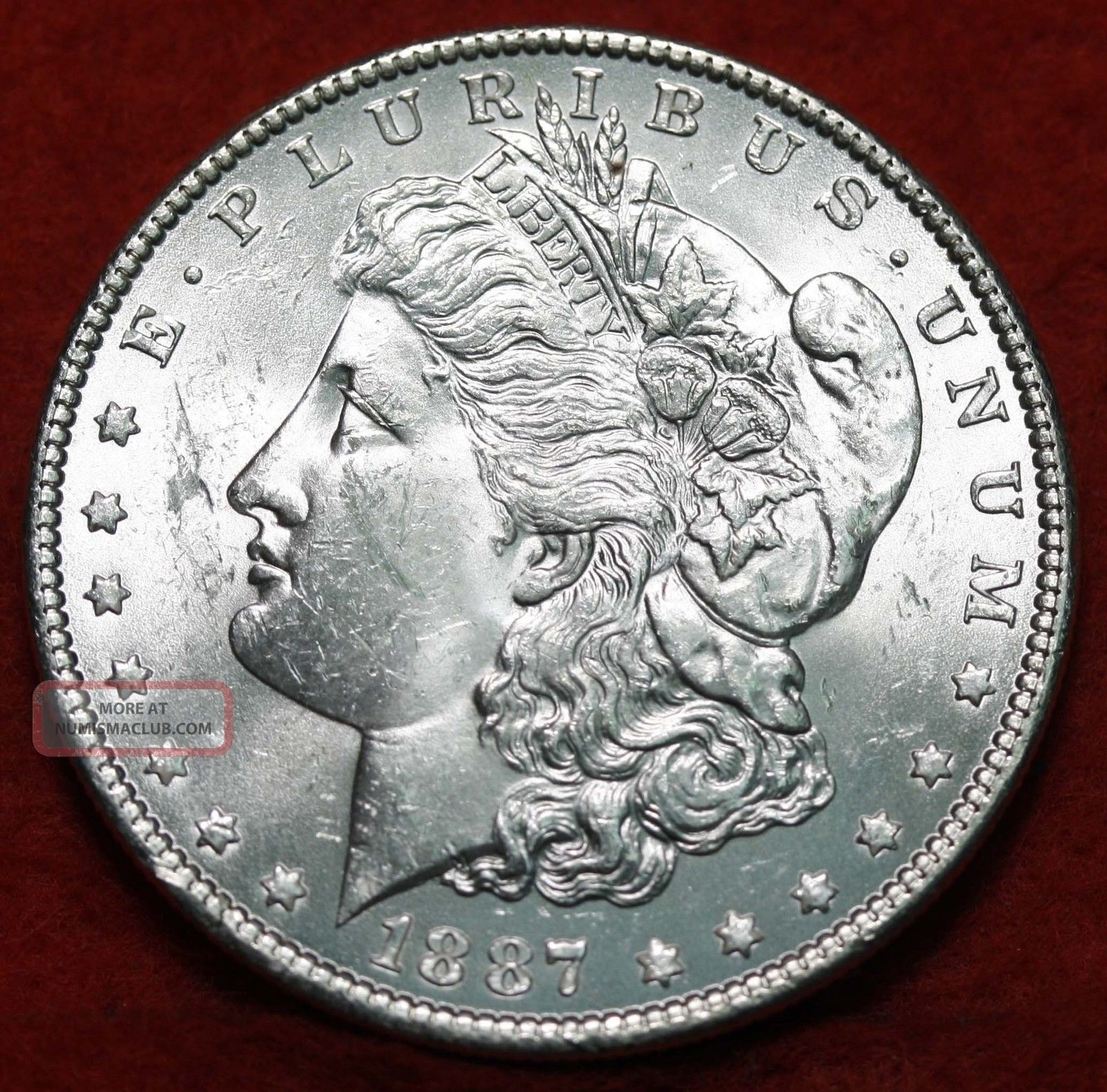 Uncirculated 1887 Silver Morgan Dollar S/h