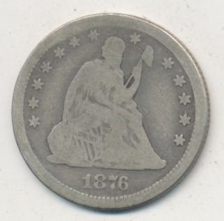 1876 - Cc Seated Liberty Silver Quarter Key Date Circulated Cc Quarter photo